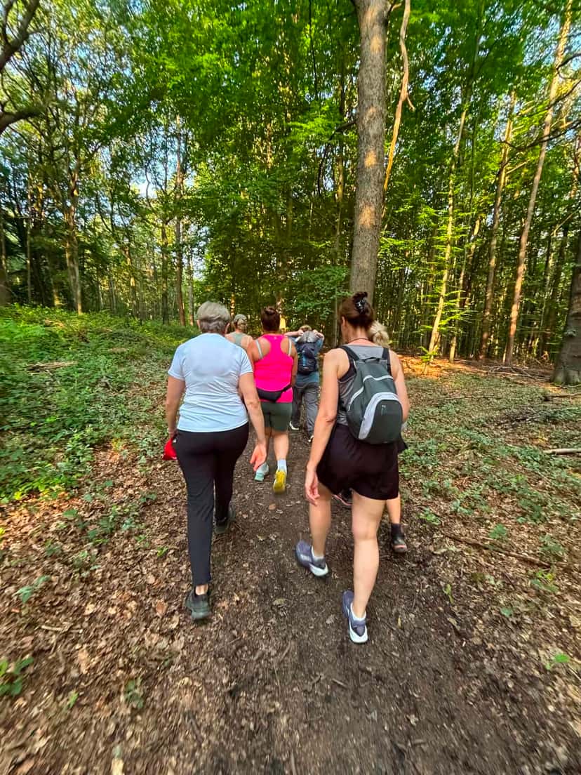 Le groupe en sous-bois, sur un chemin de terre